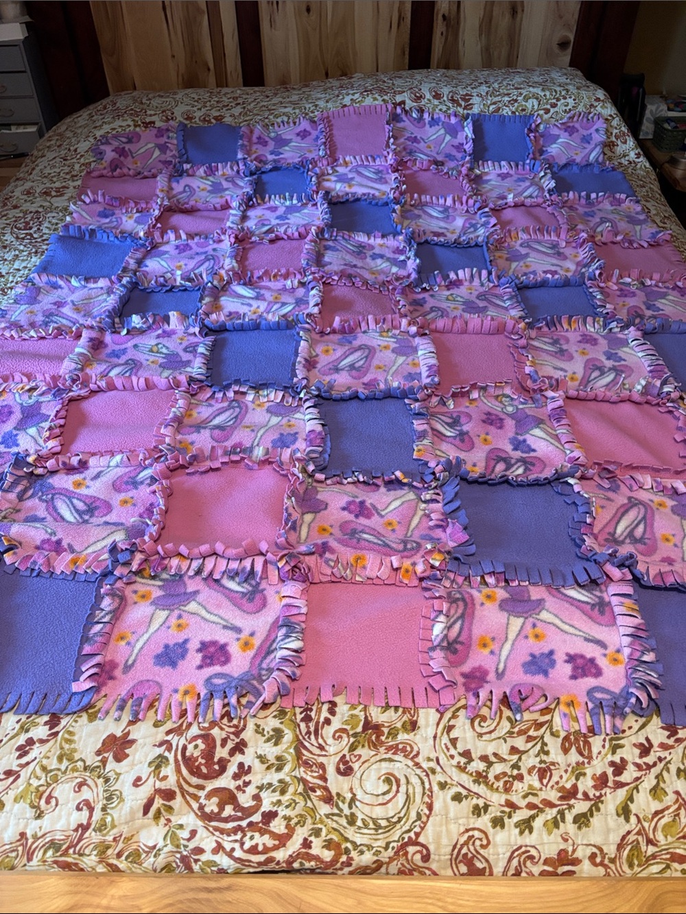 Ballerina, square tie fleece blanket, pink